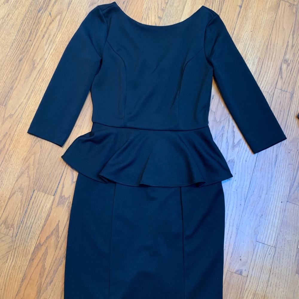 Nicole Miller black peplum dress stretch size medium